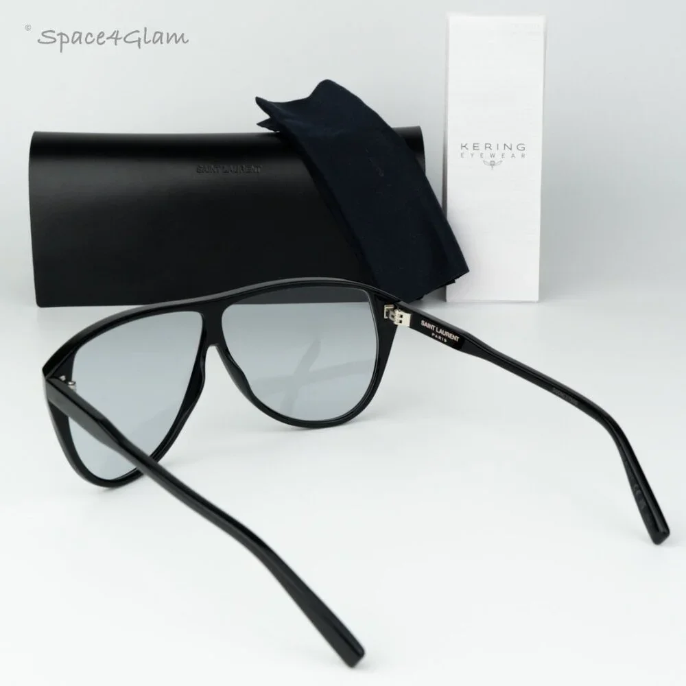 Saint Laurent Men Sunglasses Black Blue Aviator SL731 GASPAR 001 NEW AUTHENTIC
